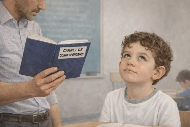 Un enfant HPI lève les yeux au ciel tandis que son enseignant lui fait la leçon.