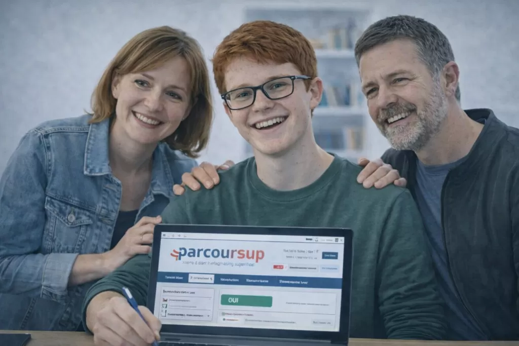 Une famille HPI est heureuse devant le résultat de Parcoursup