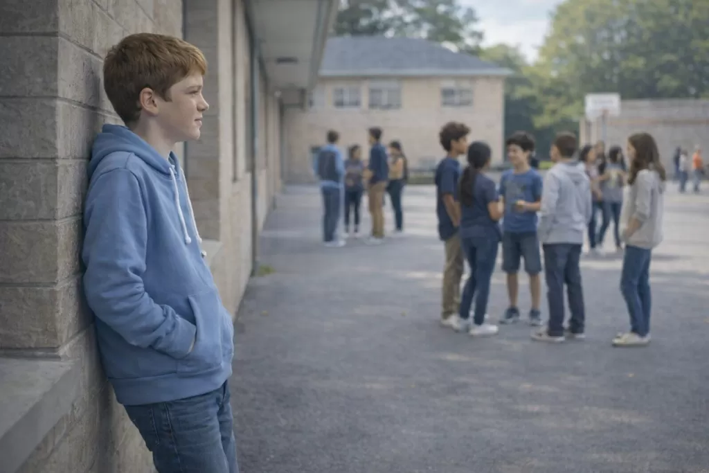 Un adolescent HPI est isolé dans la cour de récréation. 