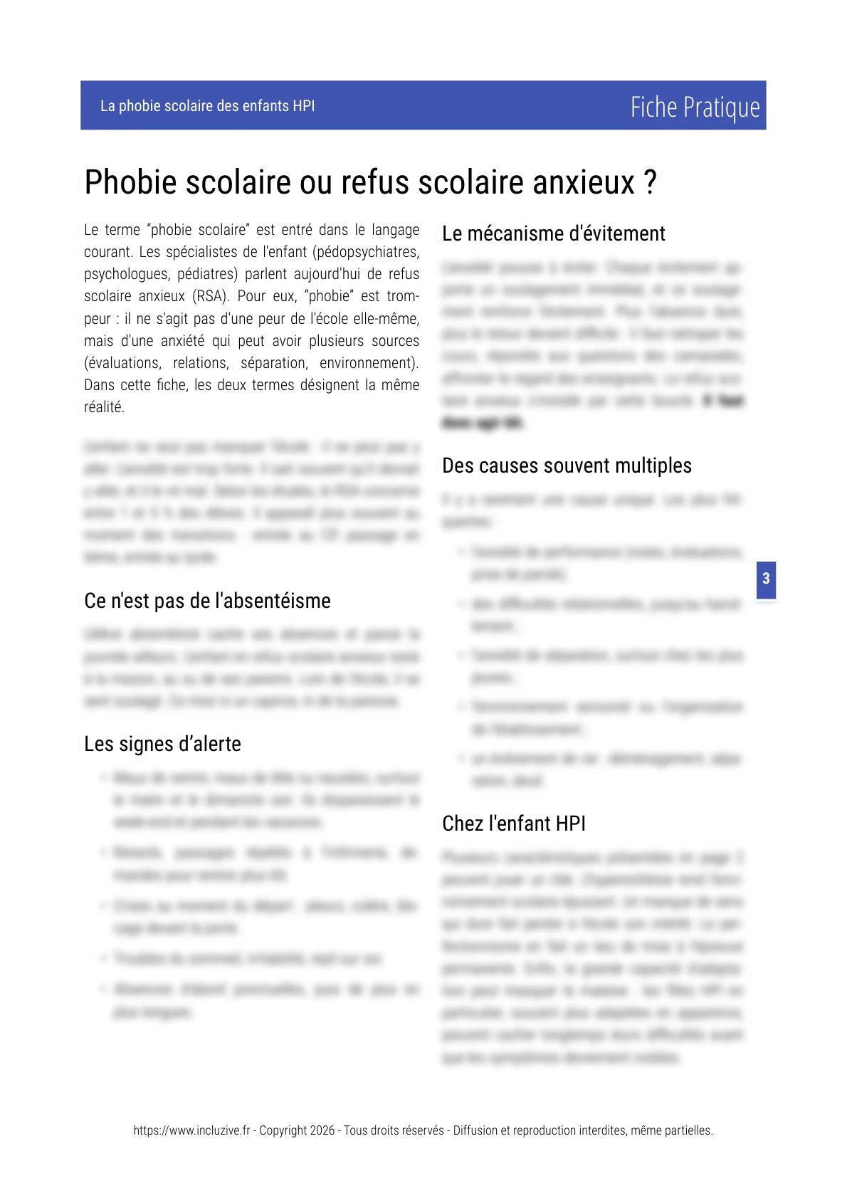 incluZivephobiescolaireenfantsHPI incluZive Fiche pratique La phobie scolaire des enfants HPI - page 3 HPI